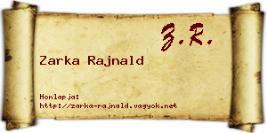 Zarka Rajnald névjegykártya